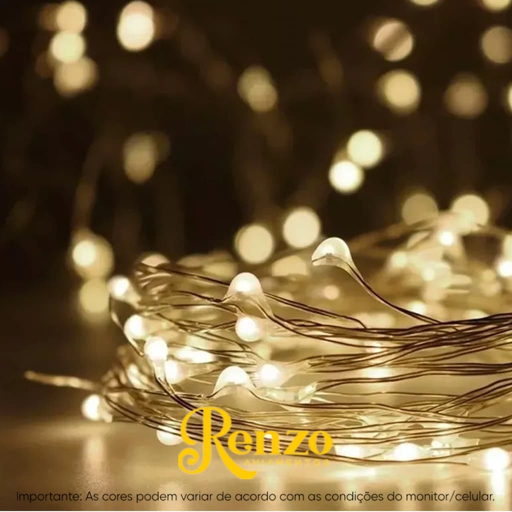 Fio Fada Prata Cordão Luz neutro Natal 3m 30 Leds Pilha