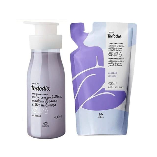 kit hidratante algodão embalagem Mais o refil 400 ml