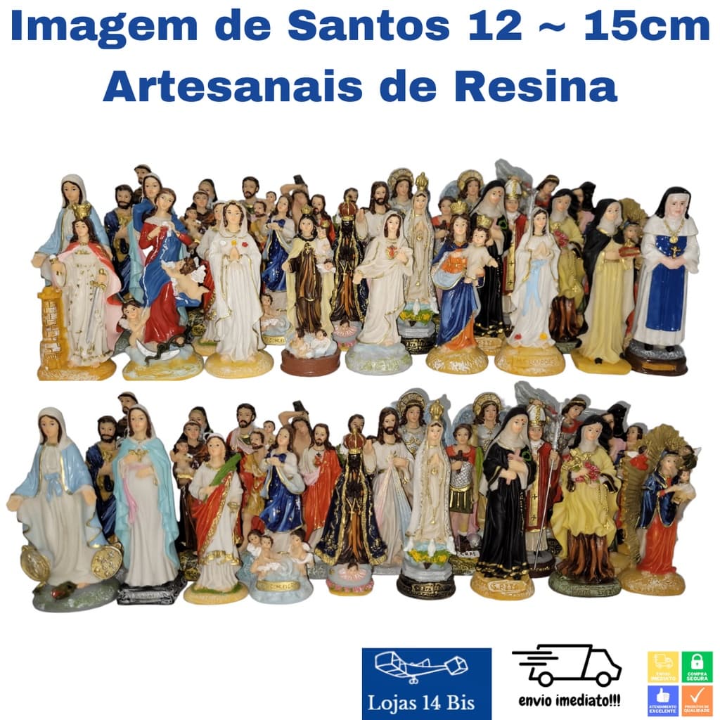 Imagem Resina Santo Santa Anjo Maria Jesus São Jose São Judas Nossa Senhora Irma Dulce Variados 12~15cm