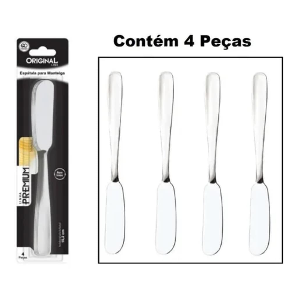 Espátulas Para Manteiga Inox Patê E Geleia Com 4 Peças