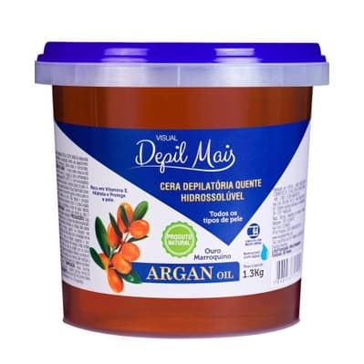 Cera Depilatória Hidrossolúvel Depil Mais1,3kg Argan