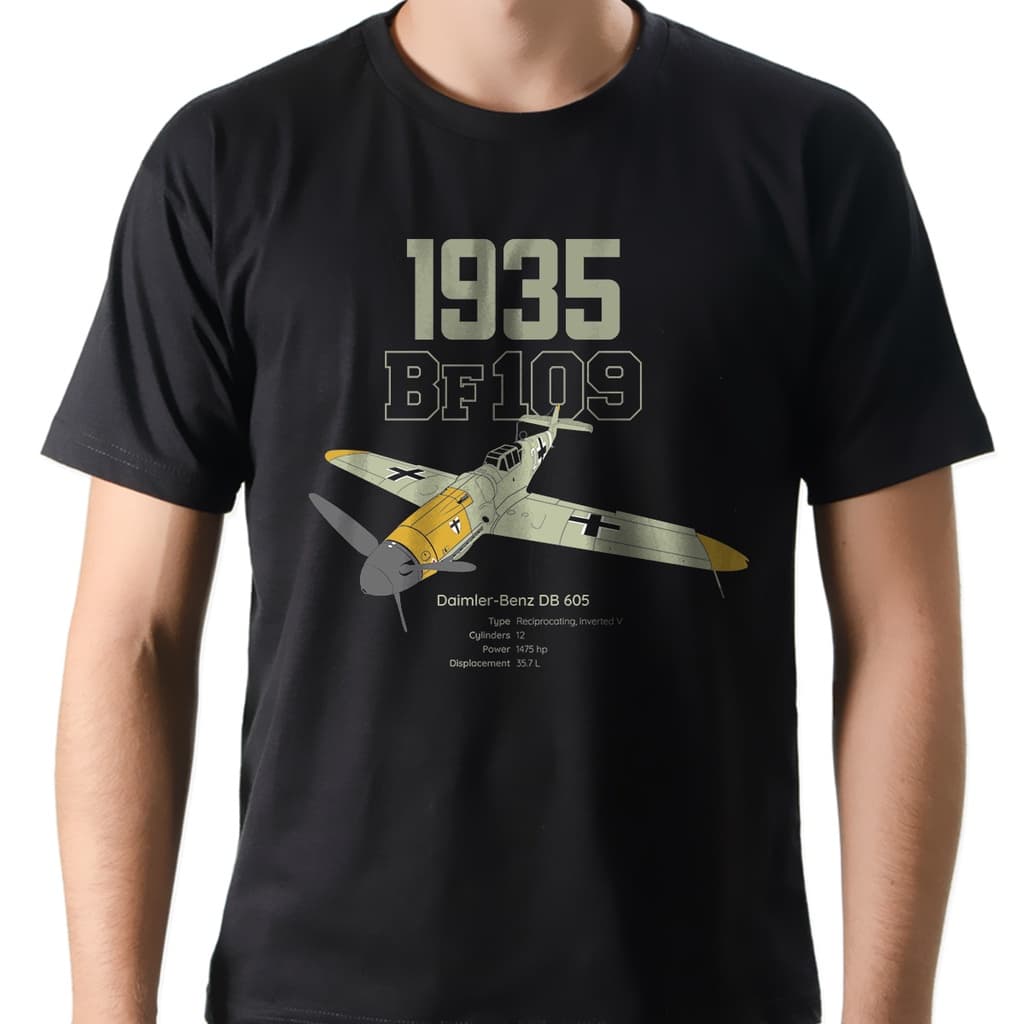 Camiseta Aviação Caça Messerschmitt BF-109 Segunda Guerra
