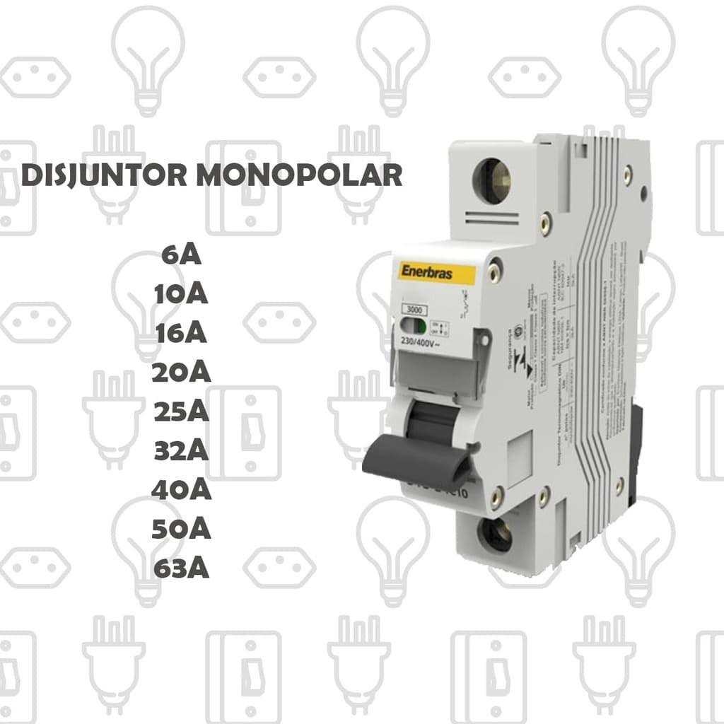 Disjuntor Monopolar Mono Unipolar Dijuntor Curva C - Enerbras
