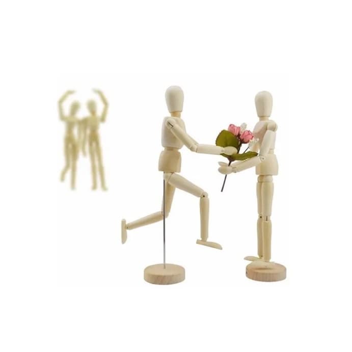 Manequim Madeira Boneco Articulado 14 Cm Modelo Desenho Arte