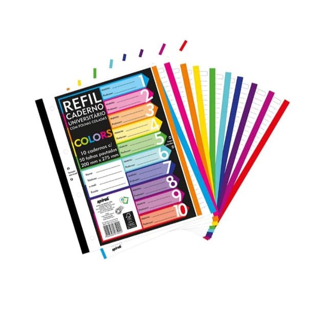 Folhas para fichário com 500 folhas color 4 furos