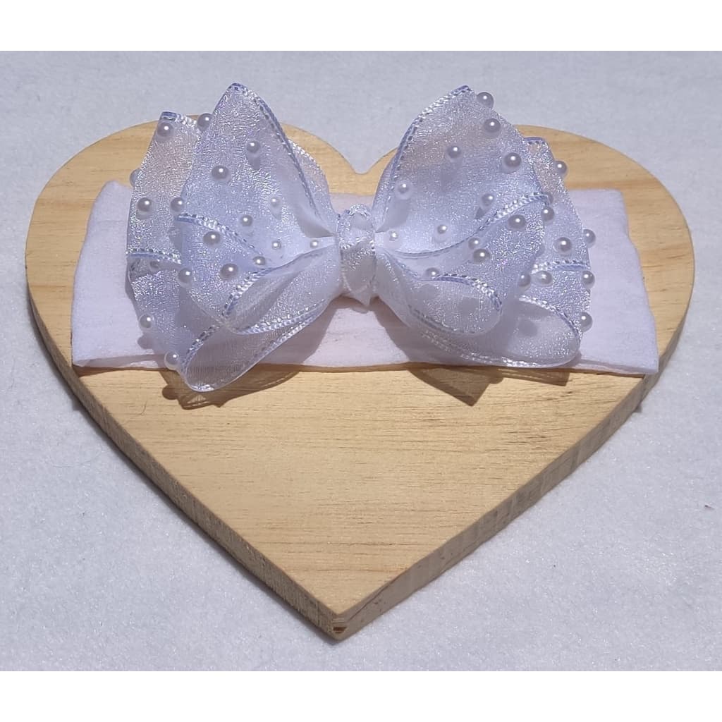 Faixa de Bebê Laço Duplo Bebê Organza Luxo Batizado