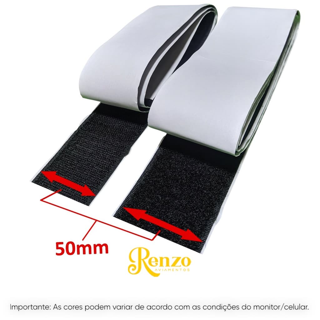 Velcro Auto Adesivo Ultra Forte Macho E Fêmea 50mm Preto e Branco