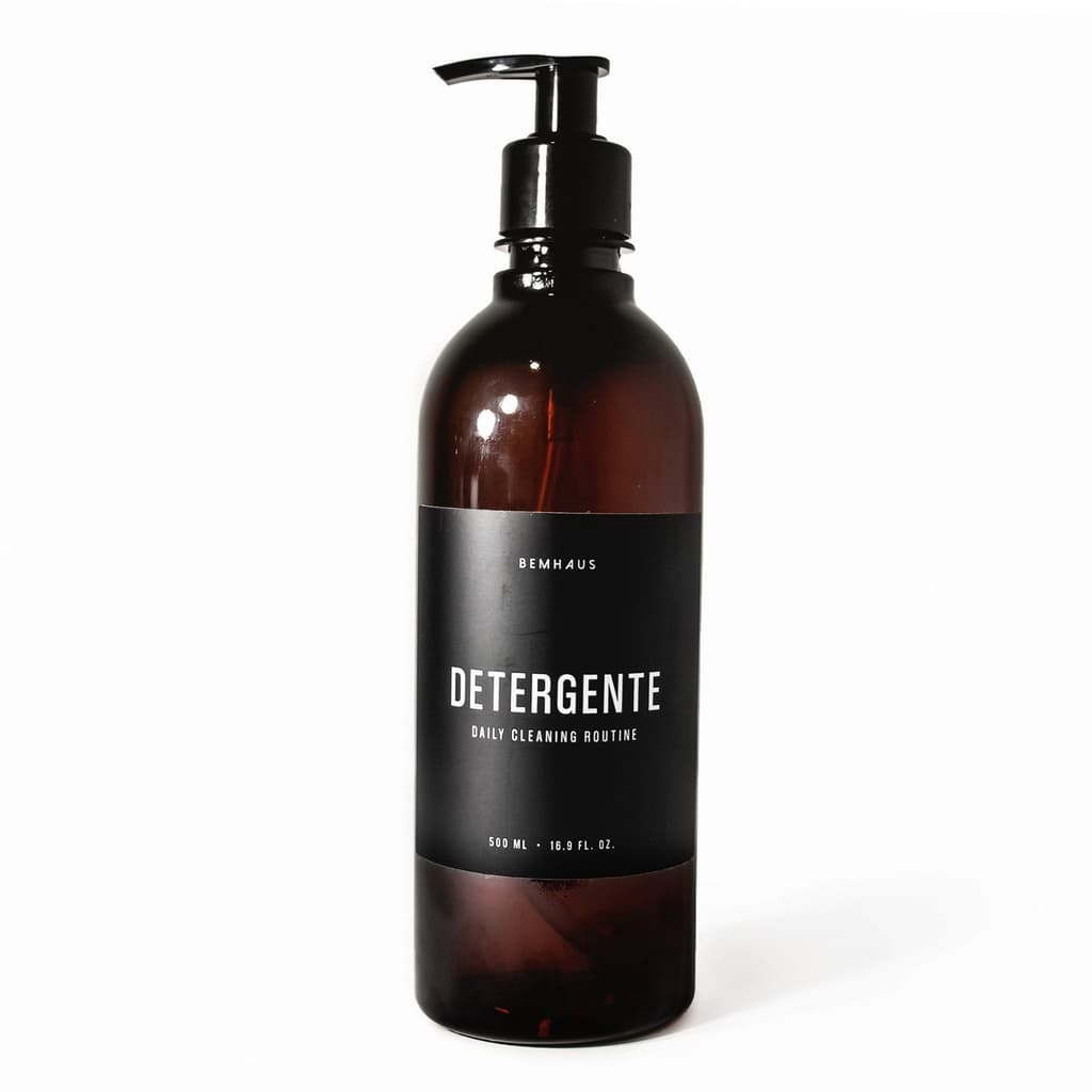 Frasco Ambar Detergente 500 Ml Decoração Cozinha Escandinava Refil Black