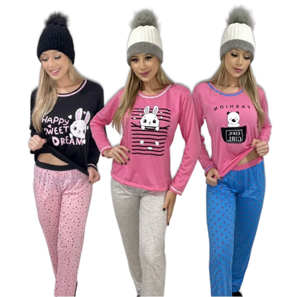 Pijama feminino adulto surpresinha verão ou inverno sortidos