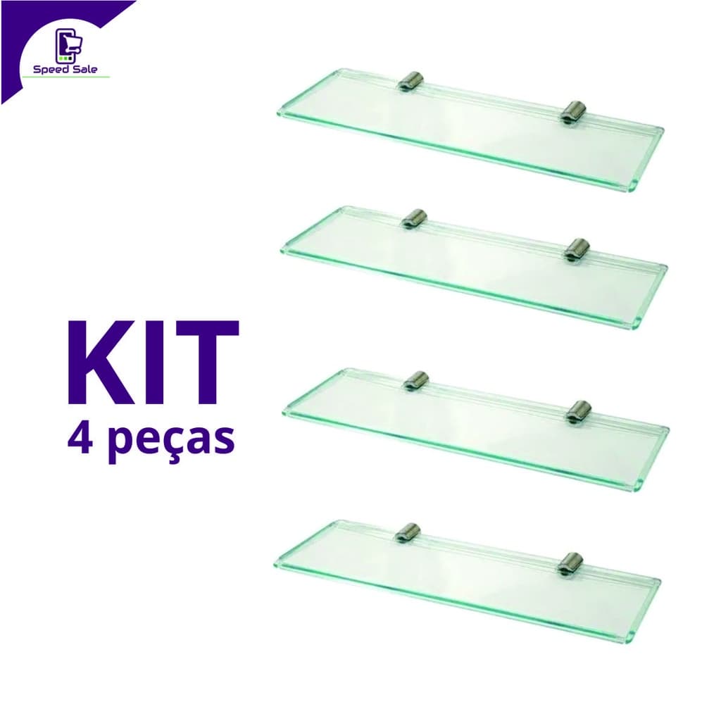 Kit com 4 Prateleira reta de acrilico porta shampo banheiro cozinha c/ bucha e parafuso Organizador