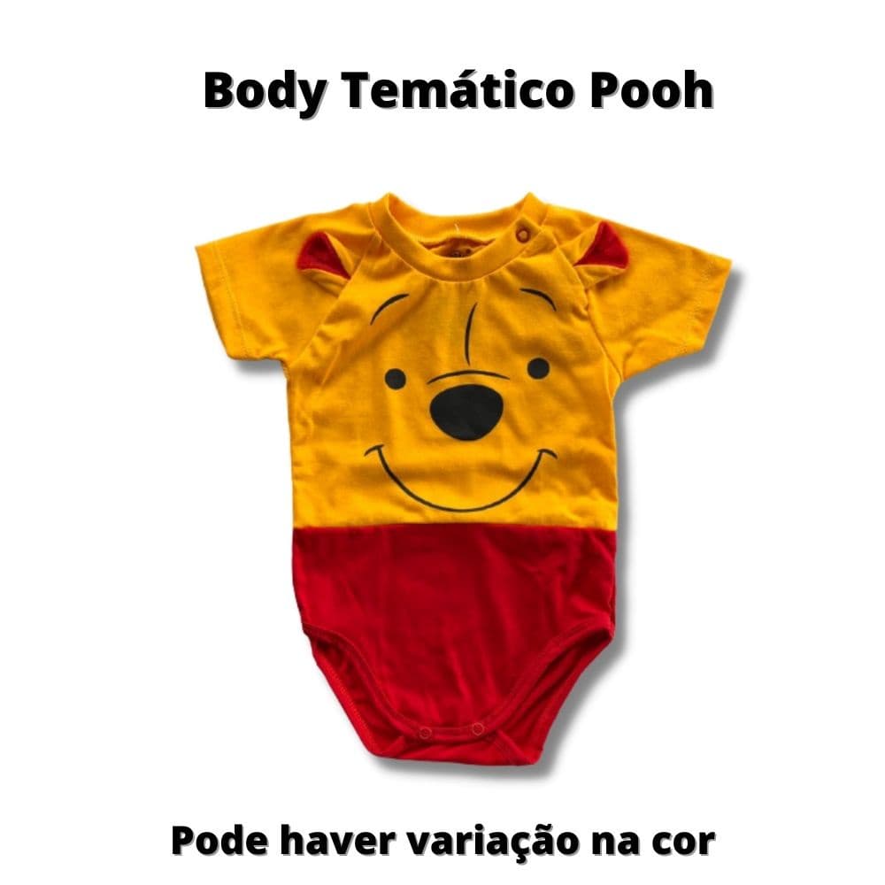 Body Ursinho Pooh. Fantasia ursinho Pooh para bebe. 100% algodão.