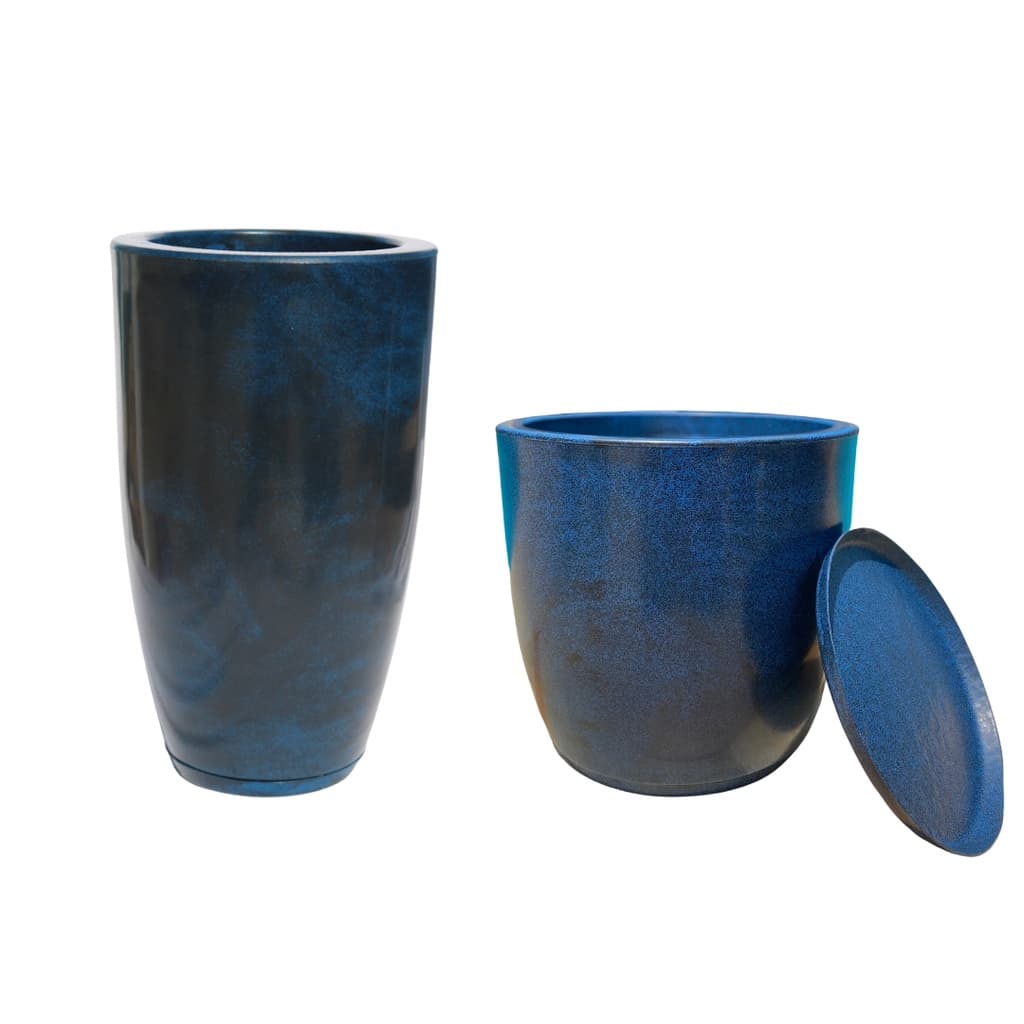 Kit 2 vasos polietileno para planta jardim coluna e bojo liso moderno N2