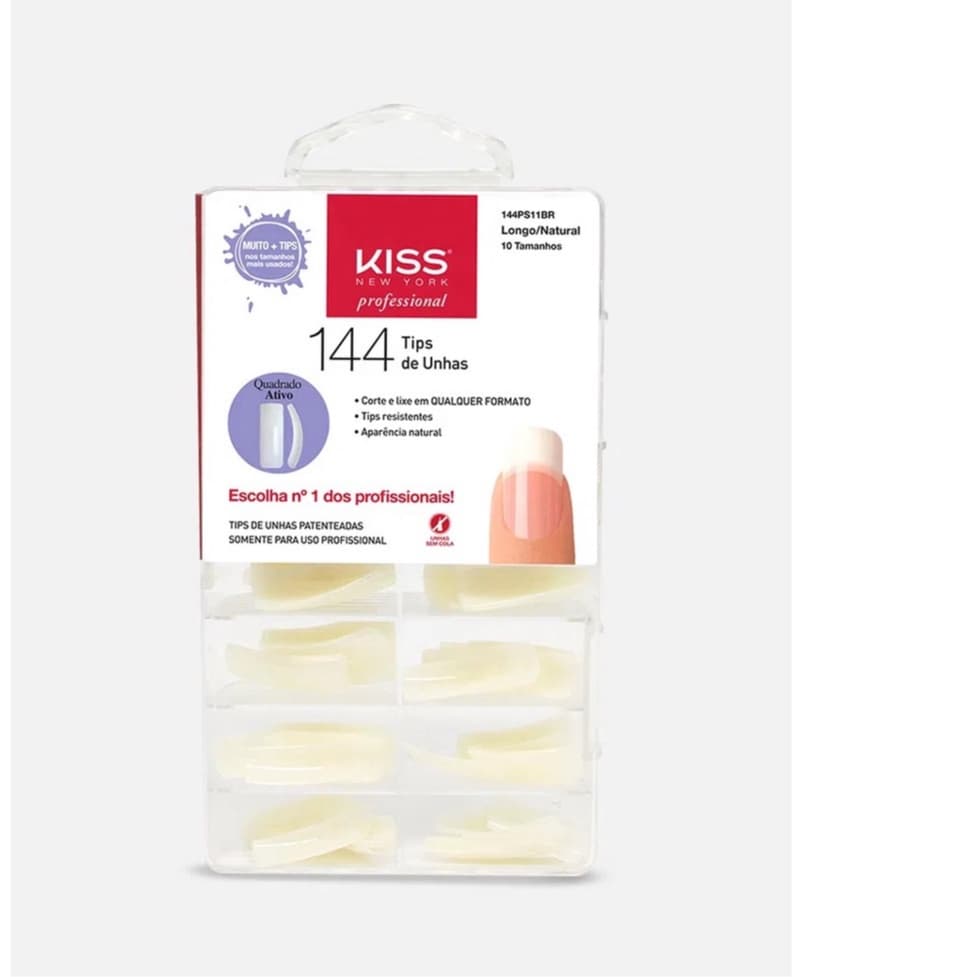 Tips de Unha Quadrado Kiss New York Natural - 144 Unidades