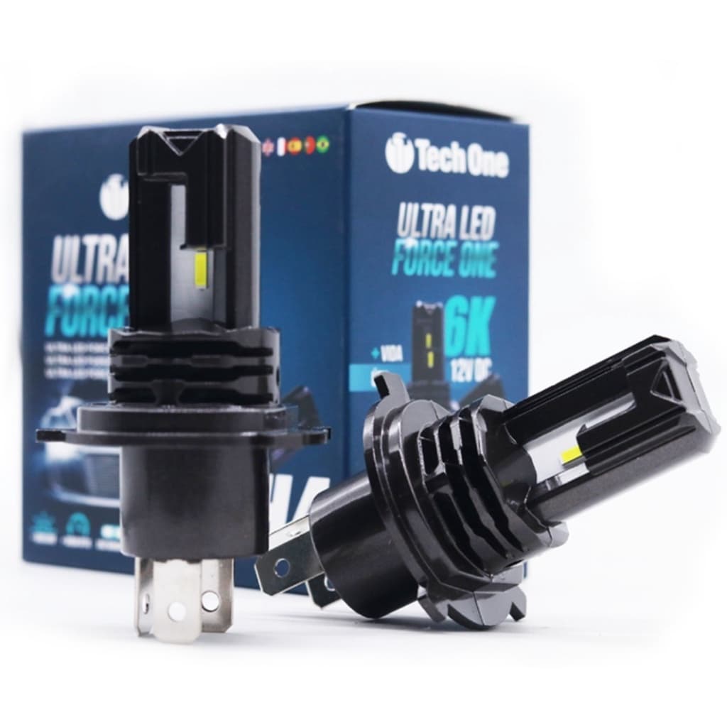 Par Lâmpadas Automotiva Ultra Led 8200 Lúmens H1 H3 H4 H7 H8 H9 H11 6000k Tech One