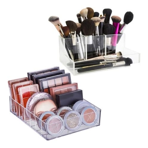 Kit organizadores Organizador de maquiagens Porta Paleta Sombra Batom Pincel Blush em acrílico