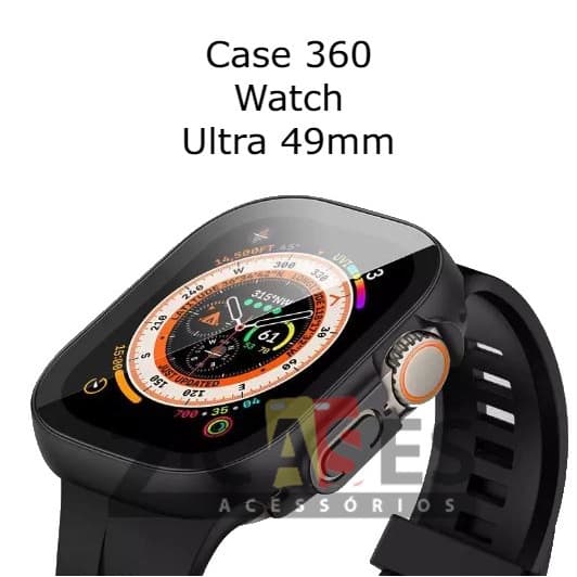 Capa Case Protetora 360 de Acrílico e Vidro para Apple Watch Ultra 49mm