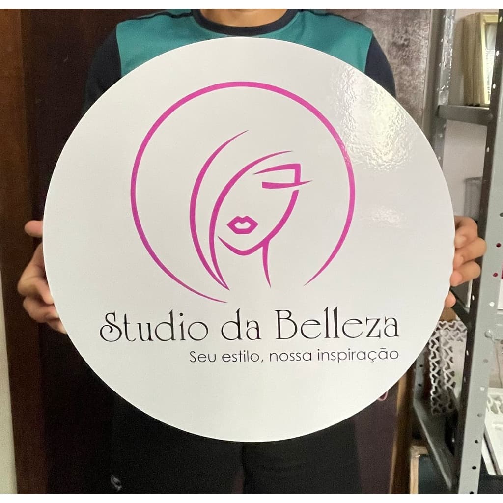 Placa Logo Loja/Empresa - MDF 3mm Redonda - 45 cm