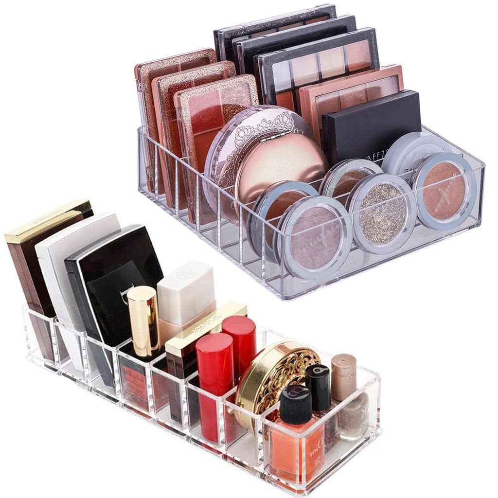 Kit Organizador Multiuso Modular Gavetas Acrílico Cristal Maquiagem Sombra Paleta Blush Pincel Esmalte Acrílico