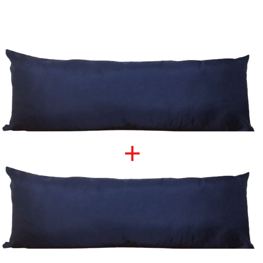 KIT 2 Almofada Grande Cama Sofá Encosto Lombar De Dormir 02 Peças 35x95 Decoração Casa Azul Marinho