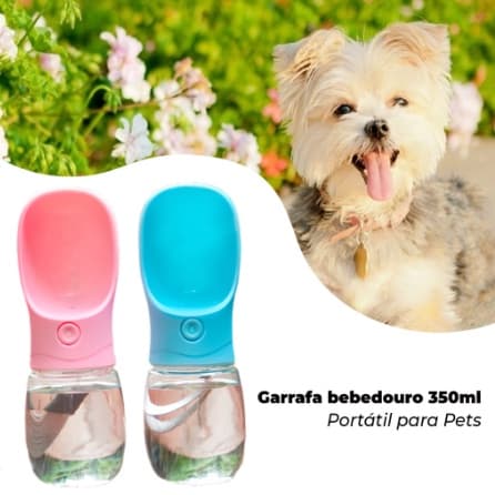 Bebedouro Pet Portátil Garrafa Agua Pet Para Cães Gatos Automático 350ml