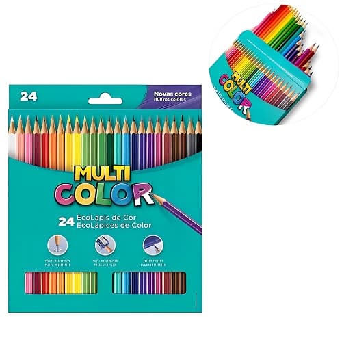 Lápis De Cor 24 Unidades Multi Color EcoLápis De Cor Material Escolar