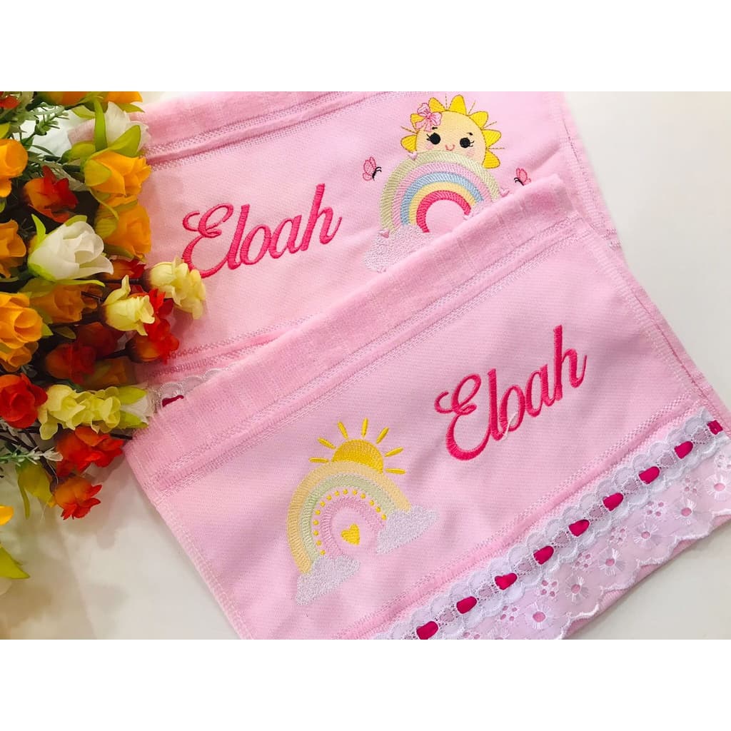 kit com duas toalhinhas de lavabo,toalhas de boca,toalha infantil bordadas e personalizada