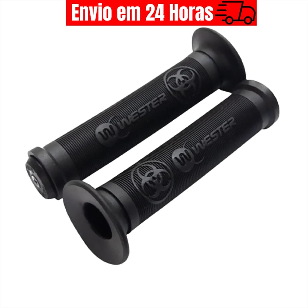 Manopla de Bicicleta Punho Pro-W Com Ponteira Preto Wester Bike Luva Preta Par