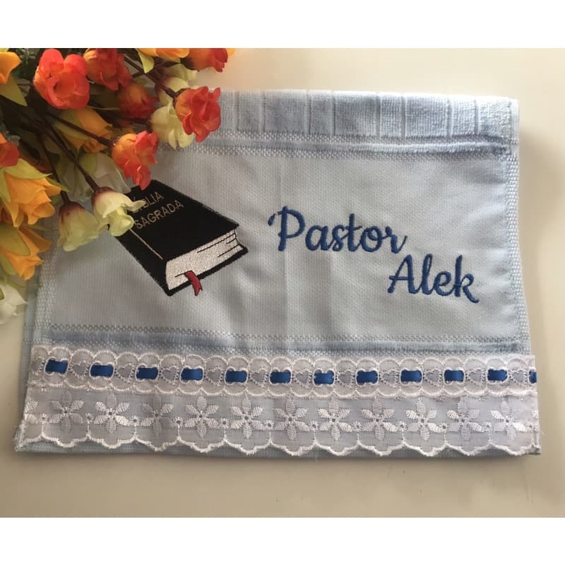 Toalha de lavabo boca bordada e personalizada para igreja pastor para lembrancinha e presente