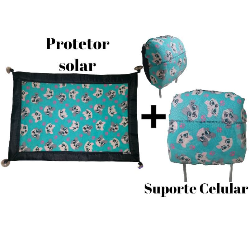 Kit protetor solar para carro + Suporte para celular banco de carro