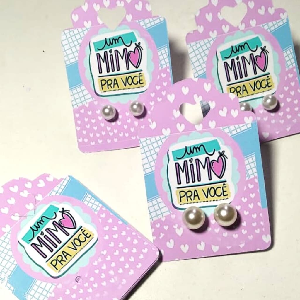 70 pares de Brinco Perola com Tag personalizada Mimo/brinde/cliente