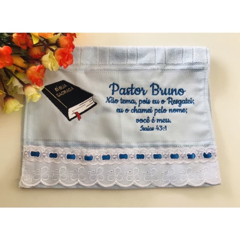 Toalha de lavabo bordada e personalizada para presente de igreja pastor