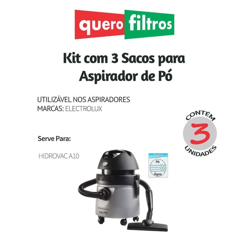 Saco Filtro Para Aspirador De Pó Electrolux Hidrowac A10 (antigo Bocal 6,3 Mm)