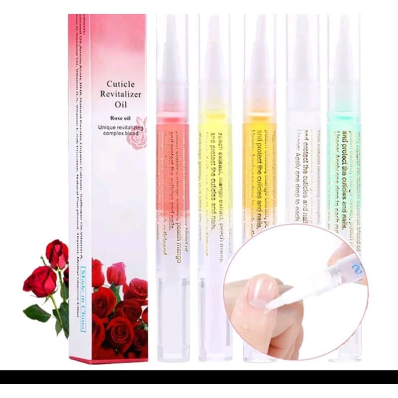 Kit 5 Caneta Óleo Hidratante Culticulas Revitalizador de Unhas Gel Sabor Flores