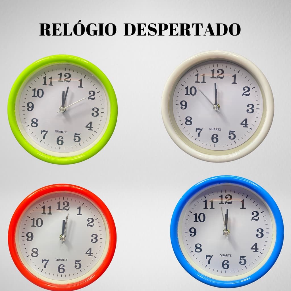 Relógio De Mesa Despertador Redondo 12cm diâmetro REF: 707
