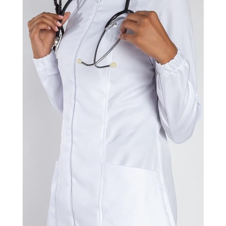 jaleco feminino manga longa  Gabardine branco médica enfermeira veterinária direto da fábrica imperdível