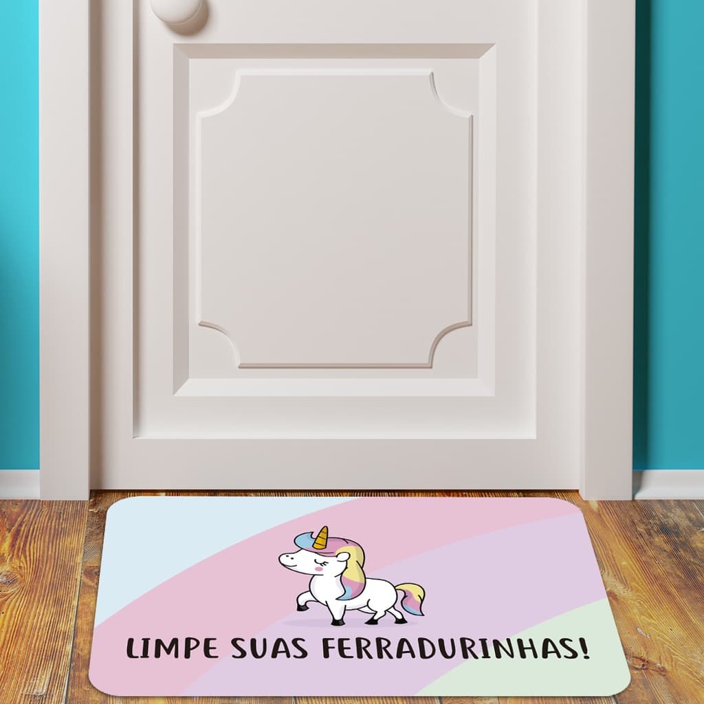 Tapete de Porta Limpe as Suas Ferraduras Antiderrapante Emborrachado