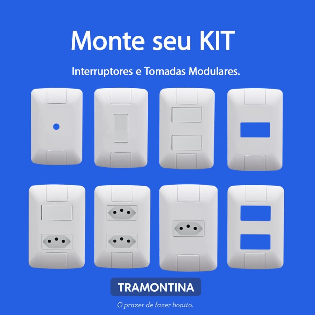 Tomadas 10A/20A Interruptores Simples/Paralelos Placas - Tramontina Aria - Linha Modular