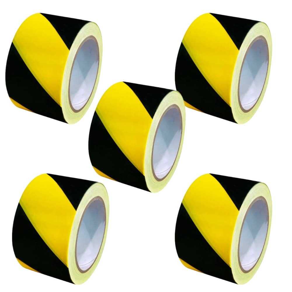 Kit 5 Fita Zebrada Sinalização Isolamento Preta/amarela 200m