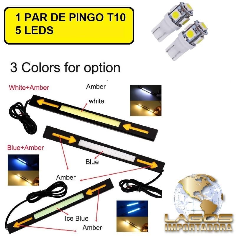 Kit Led DRL Luz Diurna Seta Farolete Lanterna