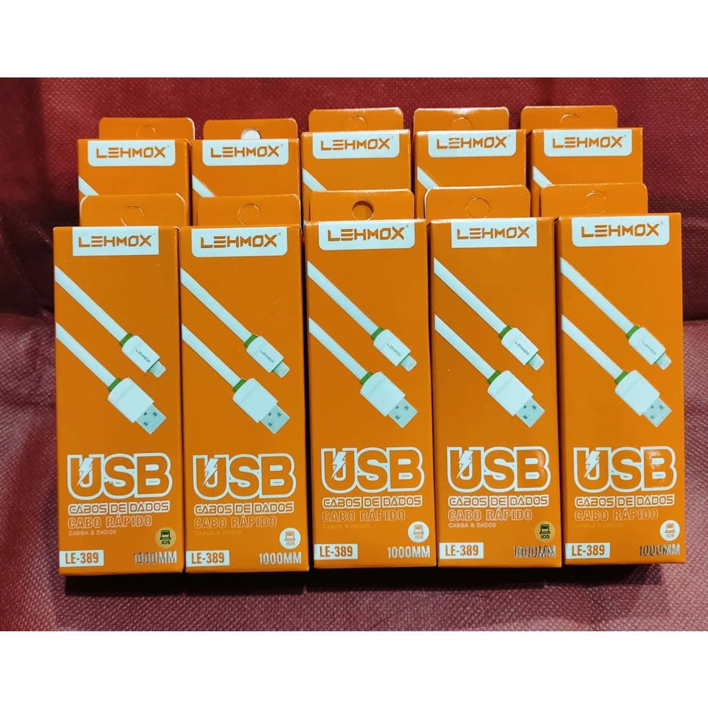 kit 10 6 Lehmox Cabo Usb Ios Lightning Le-389/al-305 5g 1mt Branco#le-2031-ios preto branco