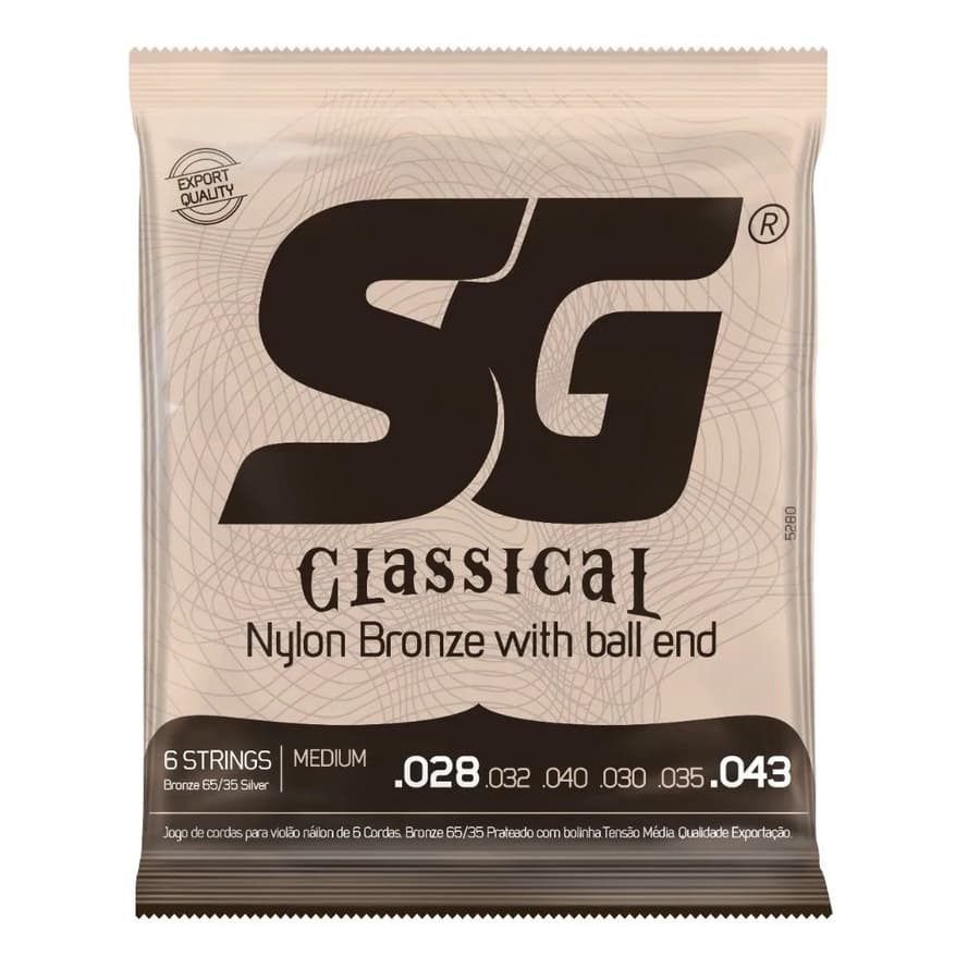 Encordoamento Violão Sg Nylon Bronze C/bolinha Média 5280