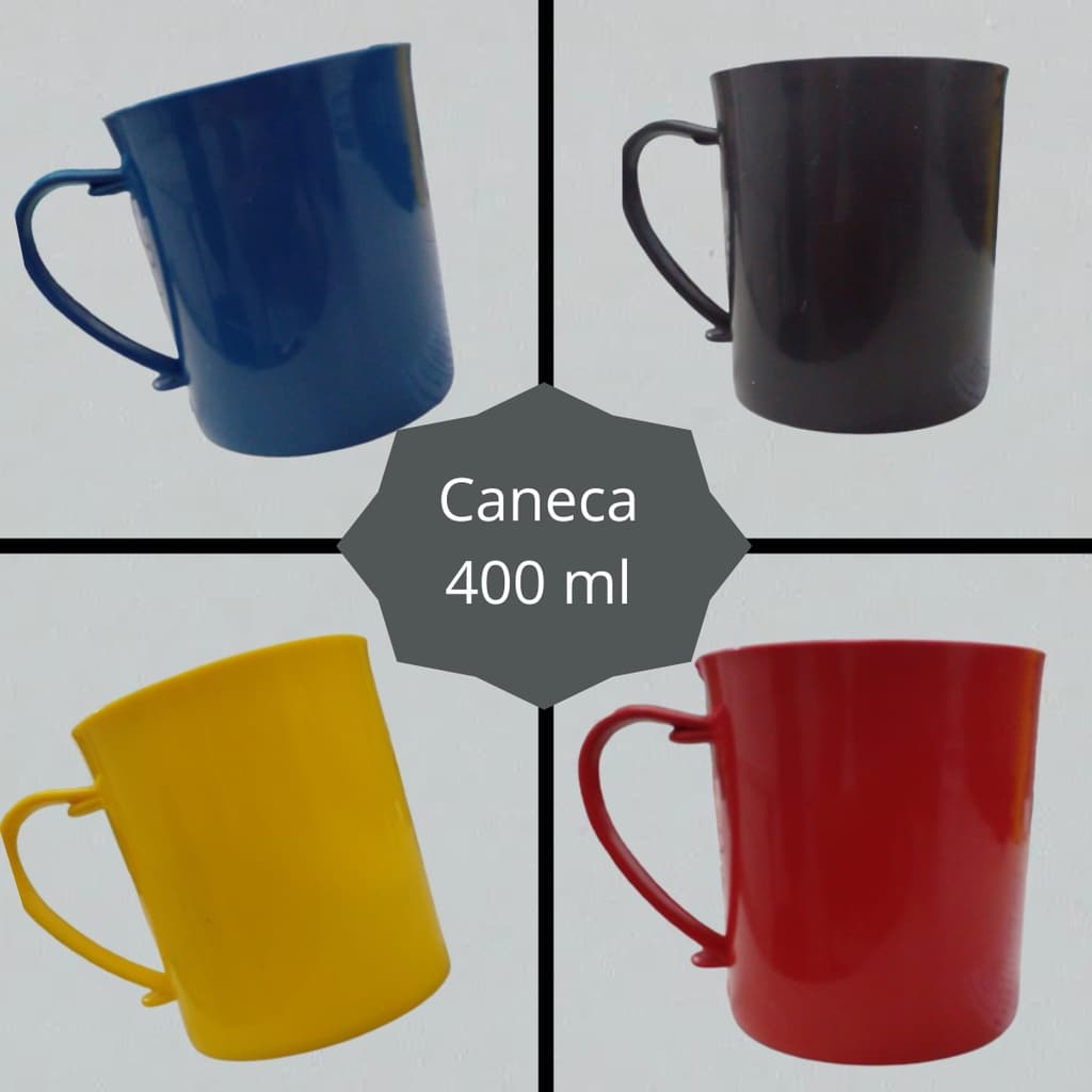 Kit 6 Canecas Escolar Plástica 400 ml