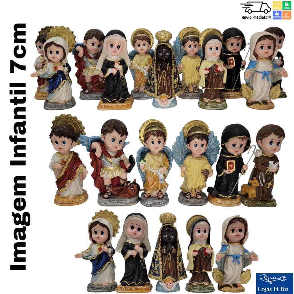 Imagem Resina Infantil São Jorge Santos Santas Anjo 7cm Variados Alegrense