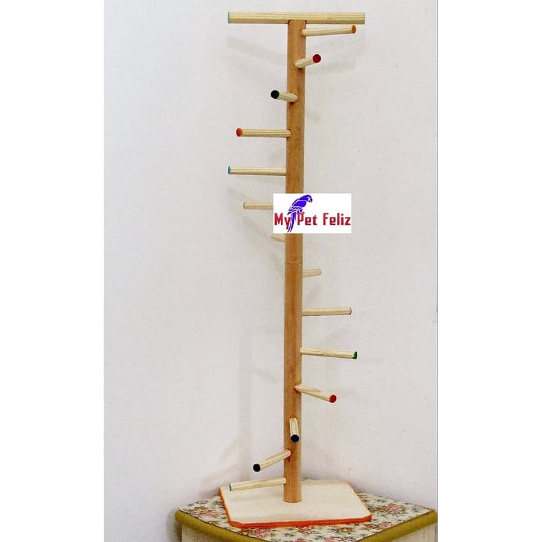 Poleiro de treinamento de aves - poleiro papagaio - brinquedo papagaio - treinamento papagaio (natural 1 metro)