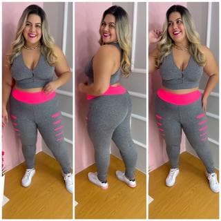 conjunto legging plus size leg detonado  legggin Mais top fitness moda aerobica academia
