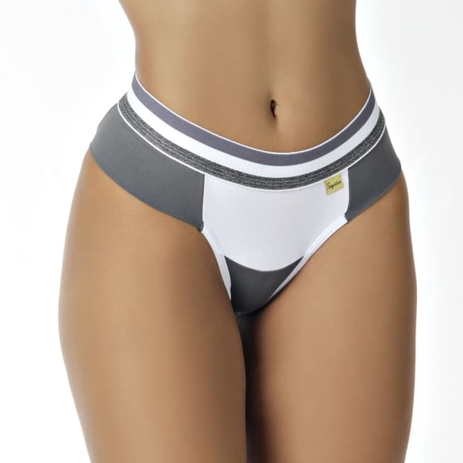 Calcinha Lateral Dupla Bicolor Elástico Cintura Tanga Conforto.