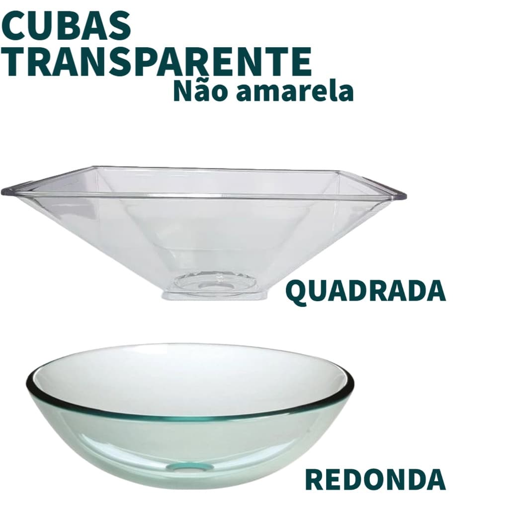 Cuba Transparente Plástica Sobrepor Redonda e Quadrada