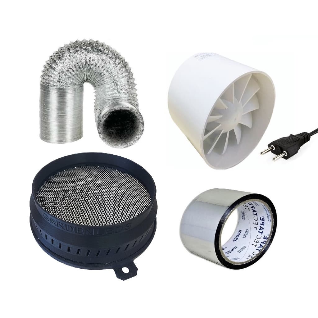 Kit Exaustor + Filtro de Odor Carvão Ativado + Duto + Fita Grow Cultivo Indoor