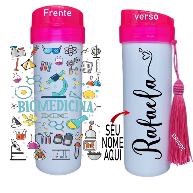 Garrafa Squeze Personalizada Biomedicina com seu nome