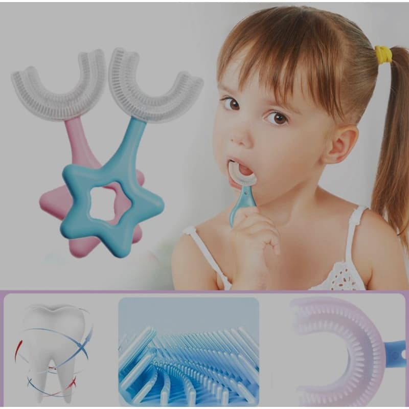 escova de dente para criança em forma U, escovinha U